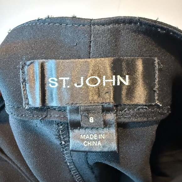 St John Women 8 Dress Pant Straight Leg Press Pleated Black Minimalist Classic - Picture 5 of 12